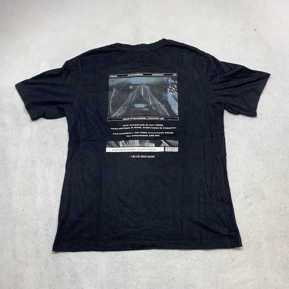 "Dear Strangers, Contact Us" Tee Thrifted Vintage Style Size L - Picture 6 of 9